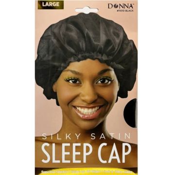 Donna Premium Collection Satin Sleep Cap Large - Black #11010