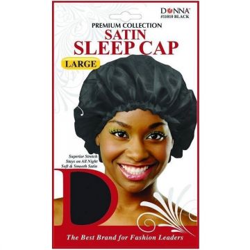 Donna Premium Collection Satin Sleep Cap Large - Black #11010