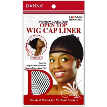 Donna Premium Collection Open Top Wig Cap Liner - Black #11031