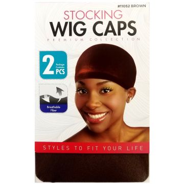 Donna Premium Collection Stocking Wig Cap 2 Pcs - Brown #11052