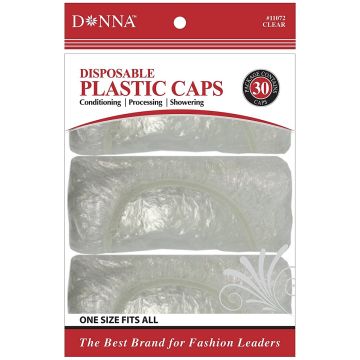 Donna Disposable Plastic Caps Clear - 30 Pack #11072