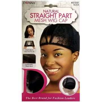 Donna Natural Straight Part Mesh Wig Cap - Black #21551