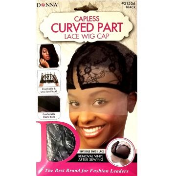Donna Capless Curved Part Lace Wig Cap - Black #21556