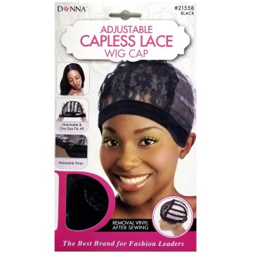 Donna Adjustable Capless Lace Wig Cap - Black #21558