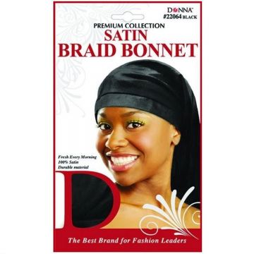 Donna Premium Collection Satin Braid Bonnet - Black #22064
