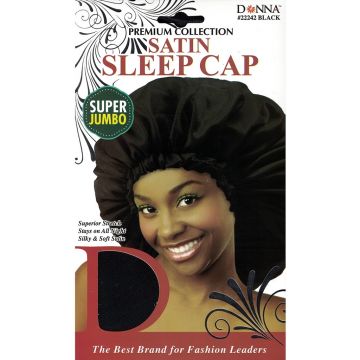 Donna Premium Collection Satin Sleep Cap Super Jumbo - Black #22242