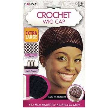 Donna Crochet Wig Cap Large Hole Net Extra Large - Black #22539