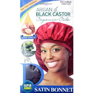 Donna Argan & Black Castor Organic Oils Satin Bonnet Super Jumbo - Assorted #22625