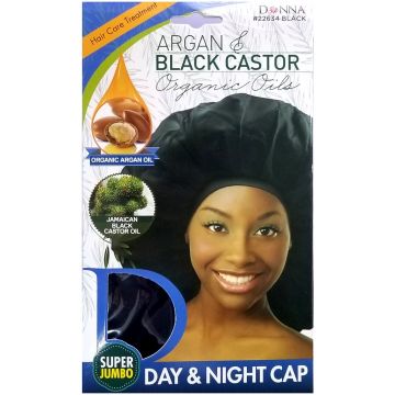 Donna Argan & Black Castor Organic Oils Day & Night Cap Super Jumbo - Black #22634