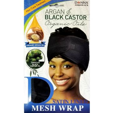 Donna Argan & Black Castor Organic Oils Satin Lined Mesh Wrap - Black #22664