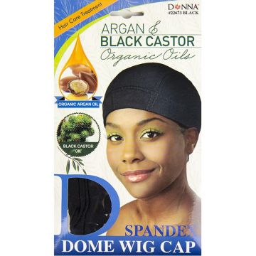 Donna Argan & Black Castor Oils Spandex Dome Wig Cap - Black #22673
