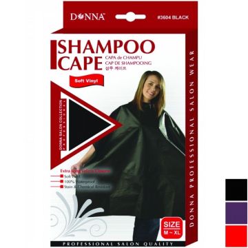 Donna Soft Vinyl Shampoo Cape [M-XL] - Black, Red, Purple