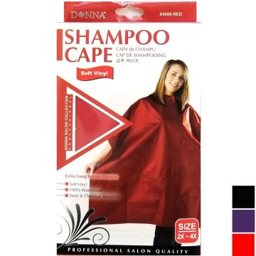 Donna Soft Vinyl Shampoo Cape [2X-4X] - Black, Red, Purple