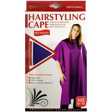 Donna HairStyling Cape Extra Long Velcro Closure [M-XL] - Black, Purple, White