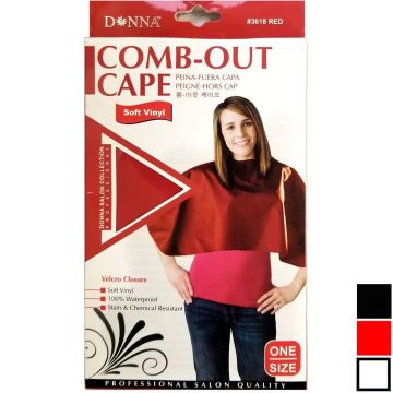 Donna Soft Vinyl Comb-Out Cape - Black, Red, White