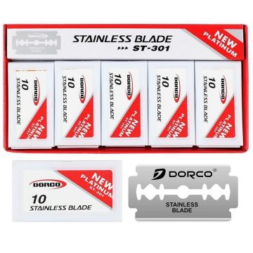 Dorco Platinum Stainless Double Edge Blades - 100 Blades #ST-301