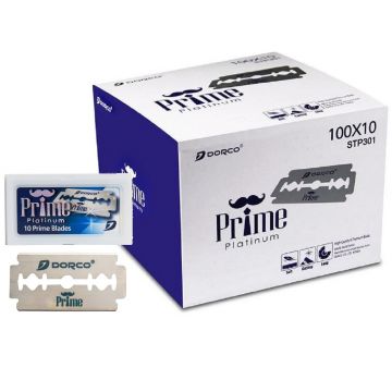 Dorco Prime Platinum Double Edge Blades - 1,000 Blades (100 Blades X 10 Box) #STP-301