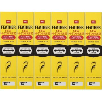 Jatai Feather Hi Stainless Double Edge Blades - 1,200 Blades [200 Blades X 6 Box]