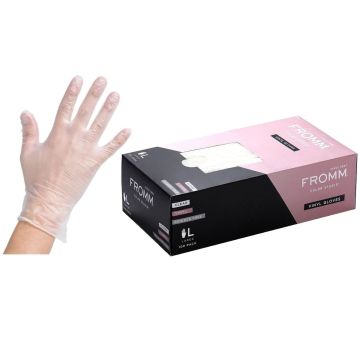 Fromm Color Studio Powder Free Vinyl Clear Gloves 100 Pcs [S-XL]