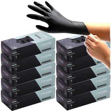 Fromm Color Studio Black Nitrile Gloves 100 Pcs - Small [10 Pack]