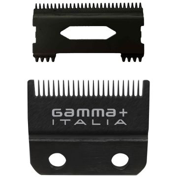Gamma+ Replacement Fixed Gold Titanium Fade Hair Clipper Blade with Gold Titanium Slim Deep Tooth Cutter Set #GP521G