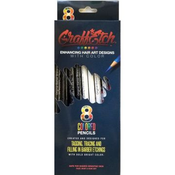 Graffetch Enhancing Hair Art Designs Pencils 8 Pack - Black & White