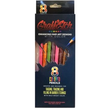 Graffetch Enhancing Hair Art Designs Pencils 8 Pack - Neon & Hot Colors