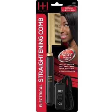 Hot & Hotter Electrical Straightening Comb - Medium Curved Teeth #5531