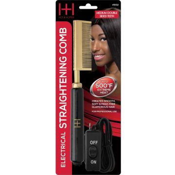 Hot & Hotter Electrical Straightening Comb - Medium Double Sided Teeth #5532