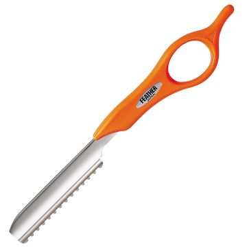 Jatai Feather Detail Styling Razor [Short Handle] - Neon Orange #SRS-R