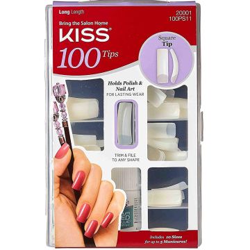 Kiss 100 Full-Cover Nail Kit - Long Length, Square Tip #100PS11