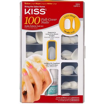 Kiss 100 Full-Cover Nails - Medium Length Active Oval #100PS13