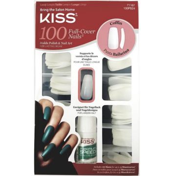 Kiss 100 Full-Cover Nail Kit - Long Length, Coffin #100PS24