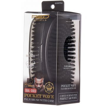 Red Premium Pocket Wave Curved Palm Dual-Sided Brush with Case #BORPP04 