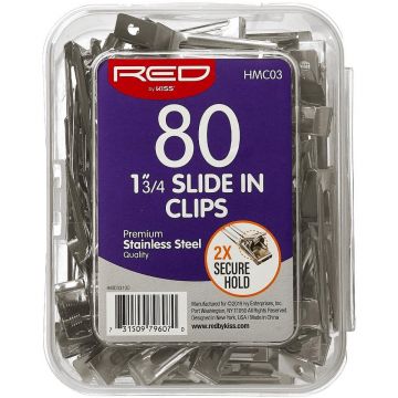 Red by Kiss Slide In Clips 80 Pack Silver - 1 3/4" #HMC03