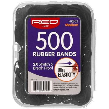 Red by Kiss Rubber Bands Medium - 500 Count Jar #HRB02