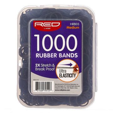 Red by Kiss Rubber Bands Medium - 1000 Count Jar #HRB03