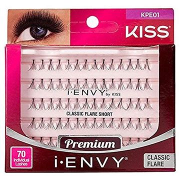 Kiss i-ENVY Premium Individual Eyelashes - 70 Individual Lashes - Classic Flare Short #KPE01