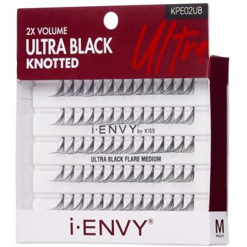 Kiss i-ENVY 2X Volume Knotted 70 Individual Eyelashes - Ultra Black Flare Medium #KPE02UB