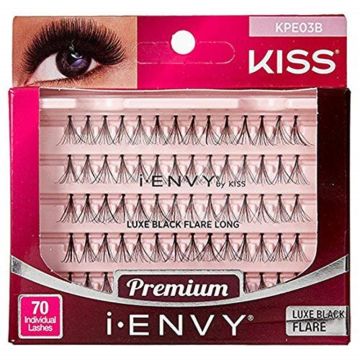 Kiss i-ENVY Premium Individual Eyelashes - 70 Individual Lashes - Luxe Black Flare Long #KPE03B