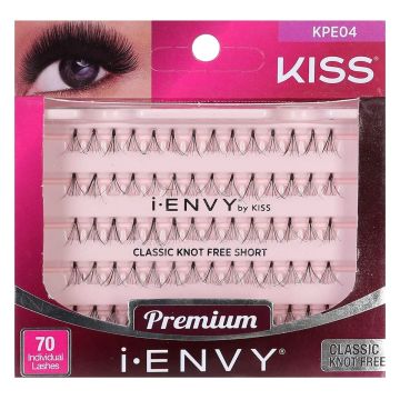 Kiss i-ENVY Premium Individual Eyelashes - 70 Individual Lashes - Classic Knot Free Short #KPE04
