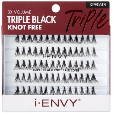 Kiss i-ENVY Premium Individual Eyelashes - 70 Individual Lashes - Triple Black Knot Free Long #KPE06TB
