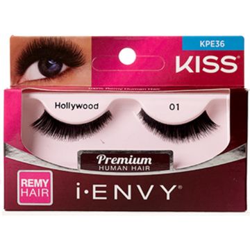 Kiss i-ENVY Premium Human Remy Hair Eyelashes 1 Pair Pack - Hollywood 01 #KPE36