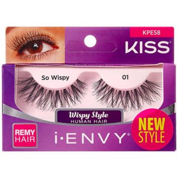 Kiss i-ENVY Premium Human Remy Hair Eyelashes 1 Pair Pack - So Wispy 01 #KPE58