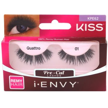 Kiss i-ENVY Premium Human Remy Hair Eyelashes 1 Pair Pack - Quattro 01 #KPE62