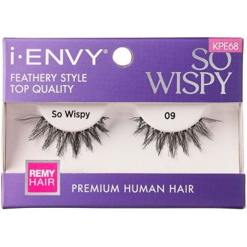 Kiss i-ENVY Premium Human Remy Hair Eyelashes 1 Pair Pack - So Wispy 09 #KPE68