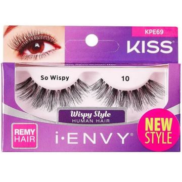 Kiss i-ENVY Premium Human Remy Hair Eyelashes 1 Pair Pack - So Wispy 10 #KPE69