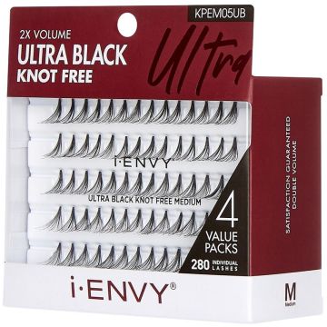 Kiss i-ENVY 2X Volume Knot Free 280 Individual Eyelashes - Ultra Black Knot Free Medium #KPEM05UB