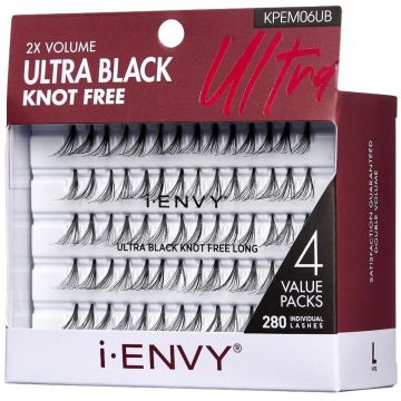 Kiss i-ENVY 2X Volume Knot Free 280 Individual Eyelashes - Ultra Black Knot Free Long #KPEM06UB