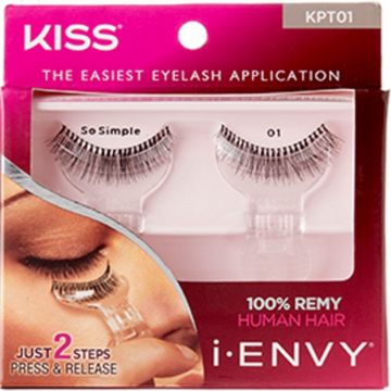 Kiss i-ENVY Premium Human Remy Hair Eyelashes Built-In Lash Lock 1 Pair Pack - So Simple 01 #KPT01